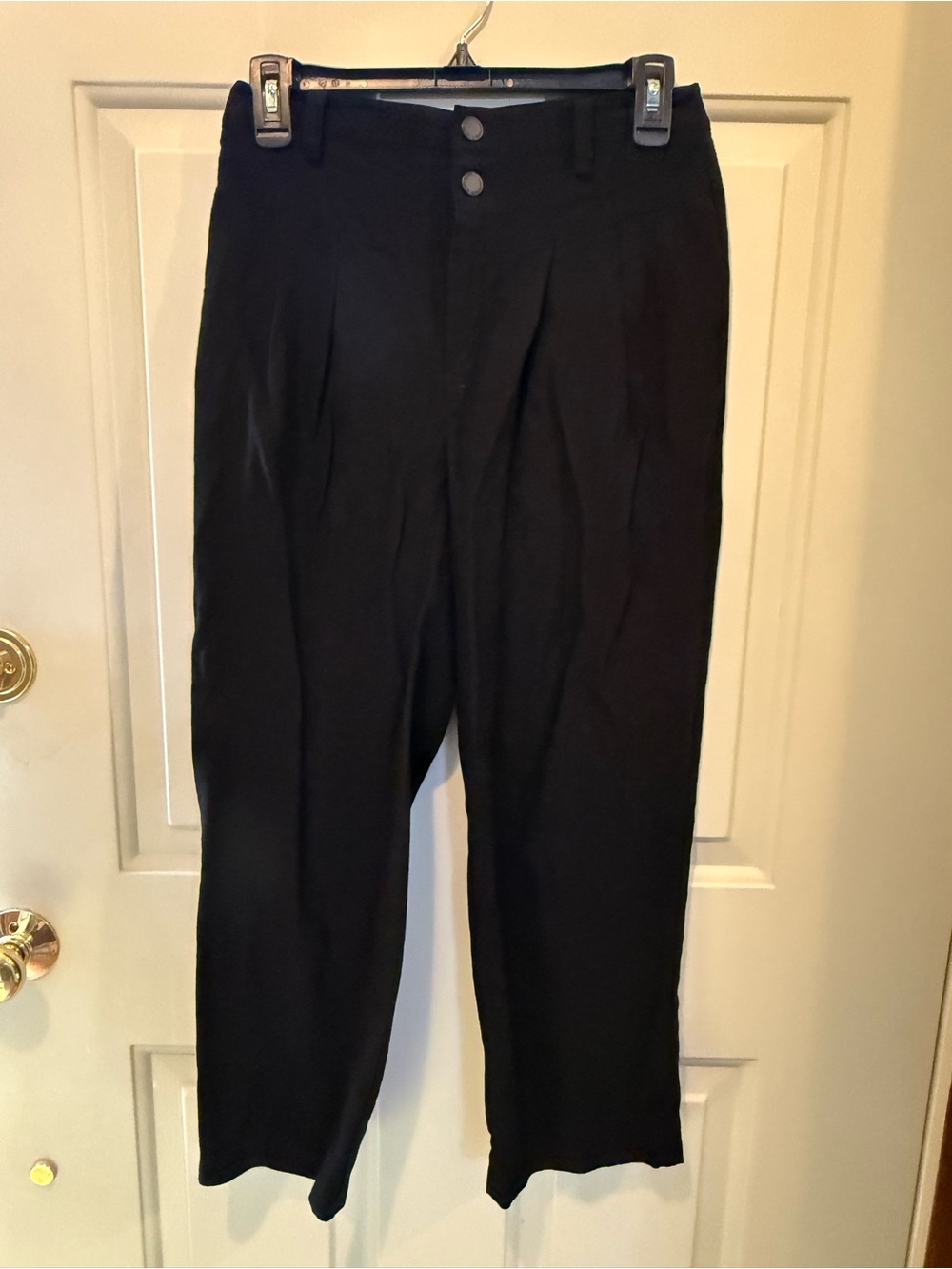 Karl Lagerfeld Black Dress Pants with Dual-Button Waist